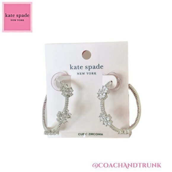 KATE SPADE Gleaming Gardenia Hoop Earrings Silver - Picture 3 of 5